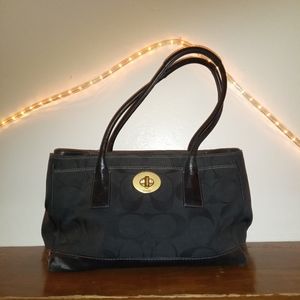 COACH MADELINE LARGE BLACK CANVAS SHOULDER BAG